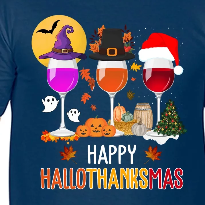 Happy Halloween Thanksgiving Christmas Wine Lover Gift Comfort Colors T-Shirt