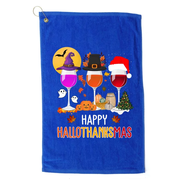 Happy Halloween Thanksgiving Christmas Wine Lover Gift Platinum Collection Golf Towel