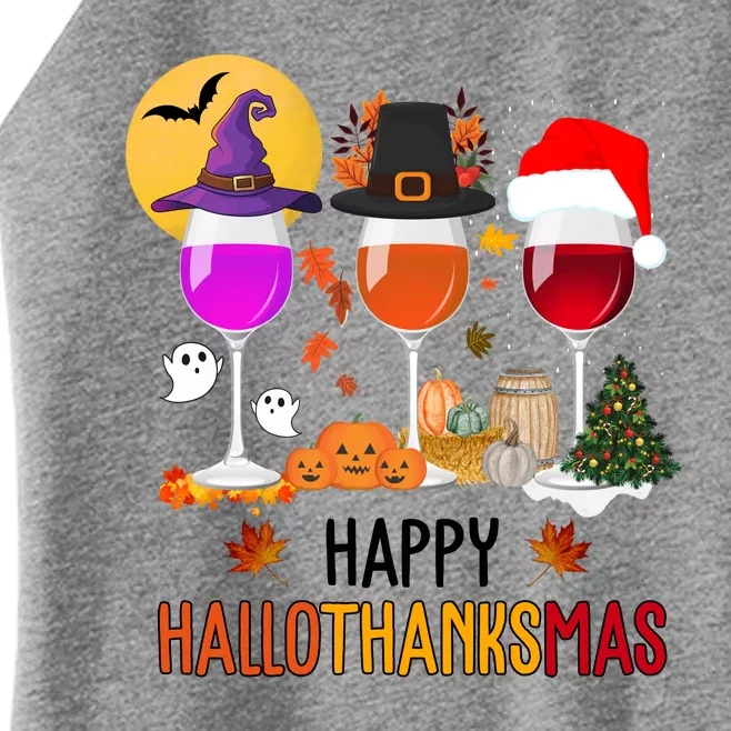 Happy Halloween Thanksgiving Christmas Wine Lover Gift Women’s Perfect Tri Rocker Tank