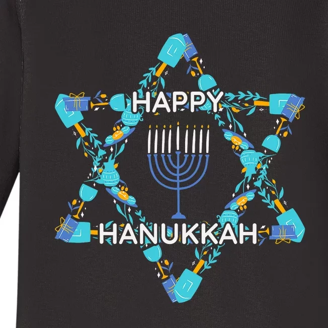 Happy Hanukkah Trending Design Baby Long Sleeve Bodysuit