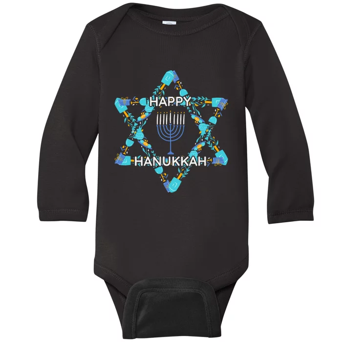 Happy Hanukkah Trending Design Baby Long Sleeve Bodysuit