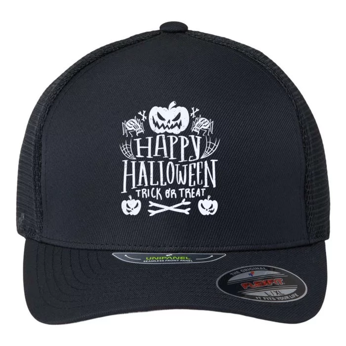 Happy Halloween Trick Or Treat Flexfit Unipanel Trucker Cap