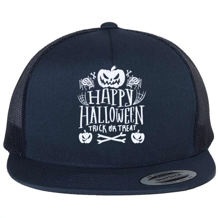 Happy Halloween Trick Or Treat Flat Bill Trucker Hat