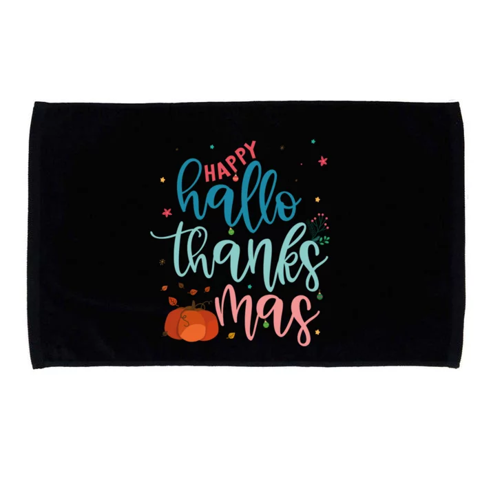 Happy Hallothanksmas Thanksgiving Halloween Xmas Microfiber Hand Towel