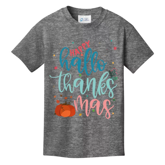 Happy Hallothanksmas Thanksgiving Halloween Xmas Kids T-Shirt