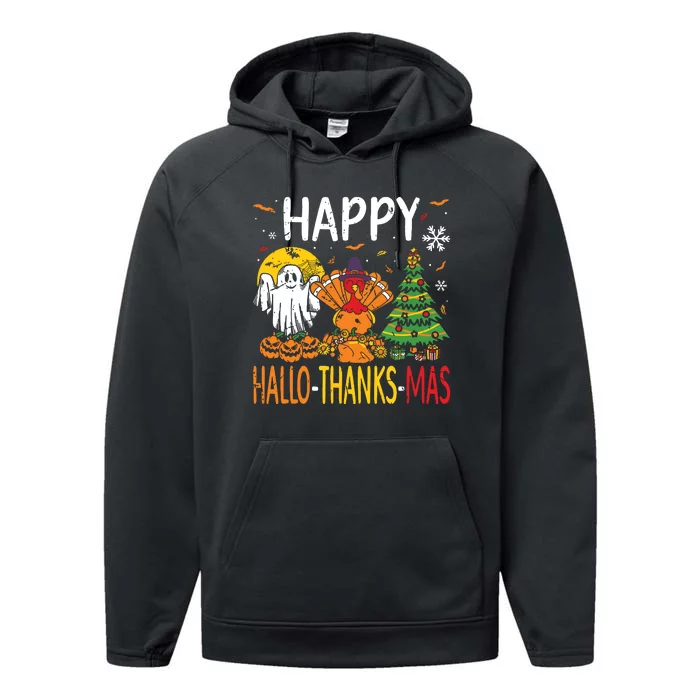 Hallothanksmas Halloween Thanksgiving Christmas Performance Fleece Hoodie