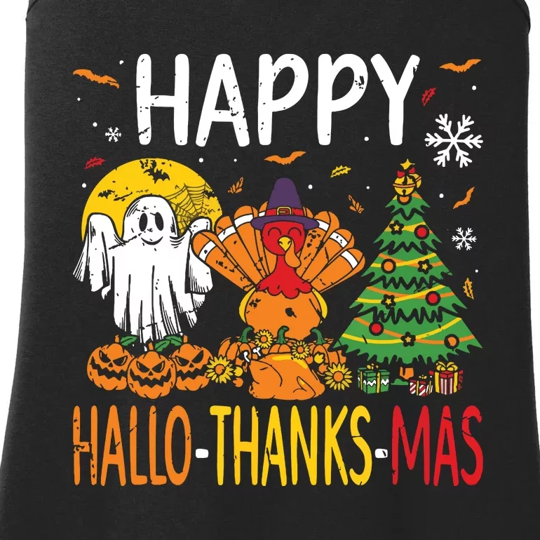 Hallothanksmas Halloween Thanksgiving Christmas Ladies Essential Tank