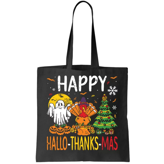 Hallothanksmas Halloween Thanksgiving Christmas Tote Bag