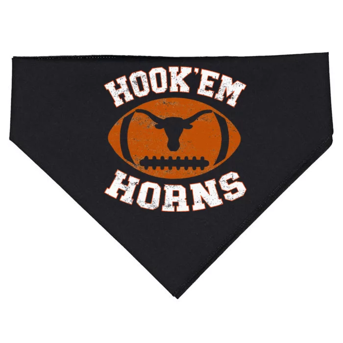 Hook’Em Horns Texas State Proud Texans Orange USA-Made Doggie Bandana