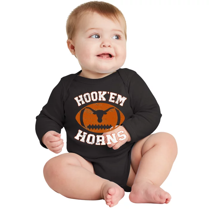 Hook’Em Horns Texas State Proud Texans Orange Baby Long Sleeve Bodysuit