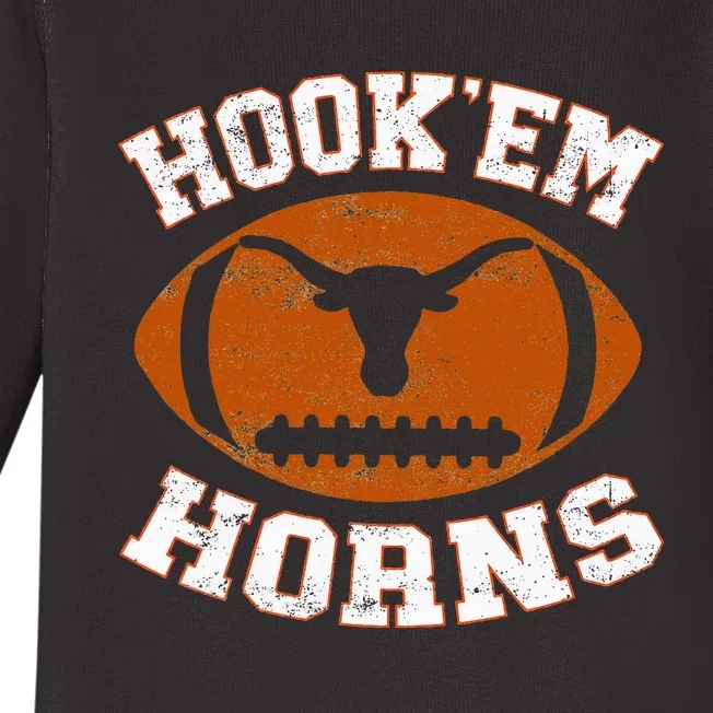 Hook’Em Horns Texas State Proud Texans Orange Baby Long Sleeve Bodysuit