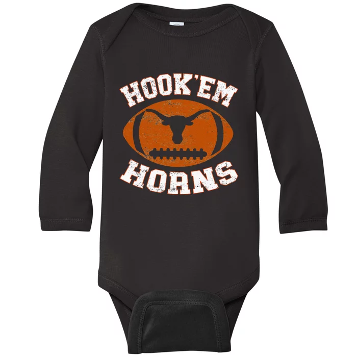 Hook’Em Horns Texas State Proud Texans Orange Baby Long Sleeve Bodysuit