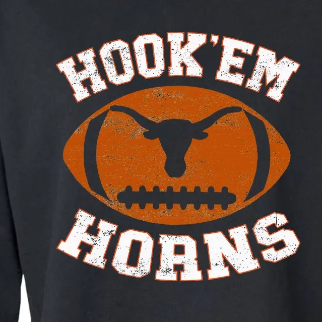 Hook’Em Horns Texas State Proud Texans Orange Cropped Pullover Crew