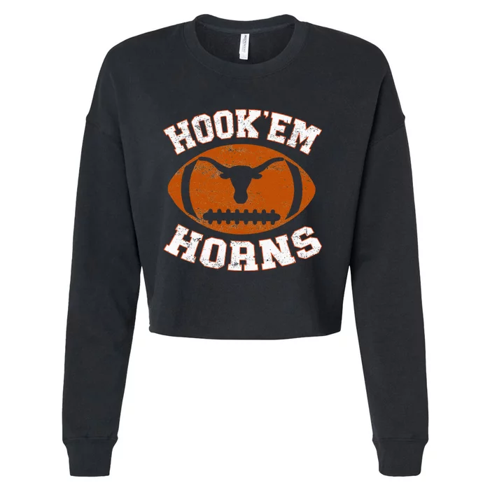 Hook’Em Horns Texas State Proud Texans Orange Cropped Pullover Crew