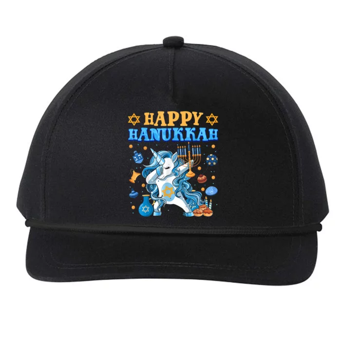 Happy Hanukkah Unicorn Jewnicorn Chanukah Jewish Xmas Gifts Snapback Five-Panel Rope Hat