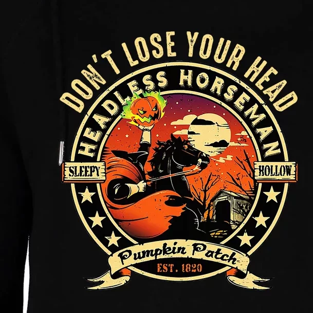 Headless Horseman Urban Legend Halloween Pumpkin Patch Womens Funnel Neck Pullover Hood