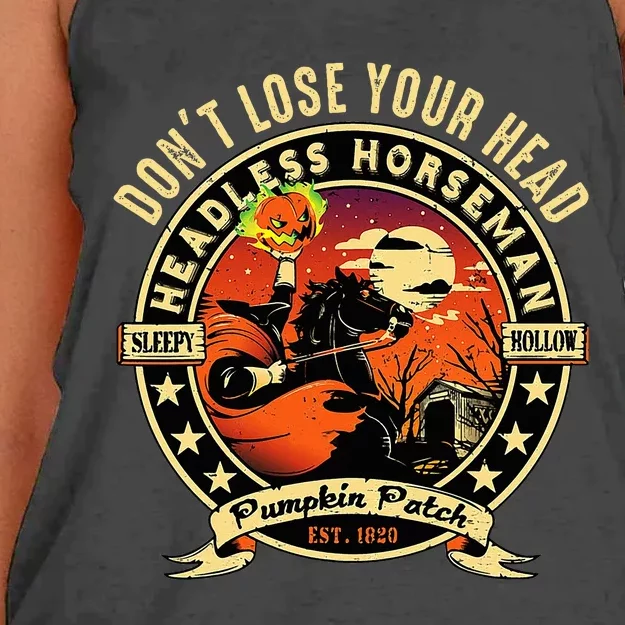 Headless Horseman Urban Legend Halloween Pumpkin Patch Women's Knotted Racerback Tank