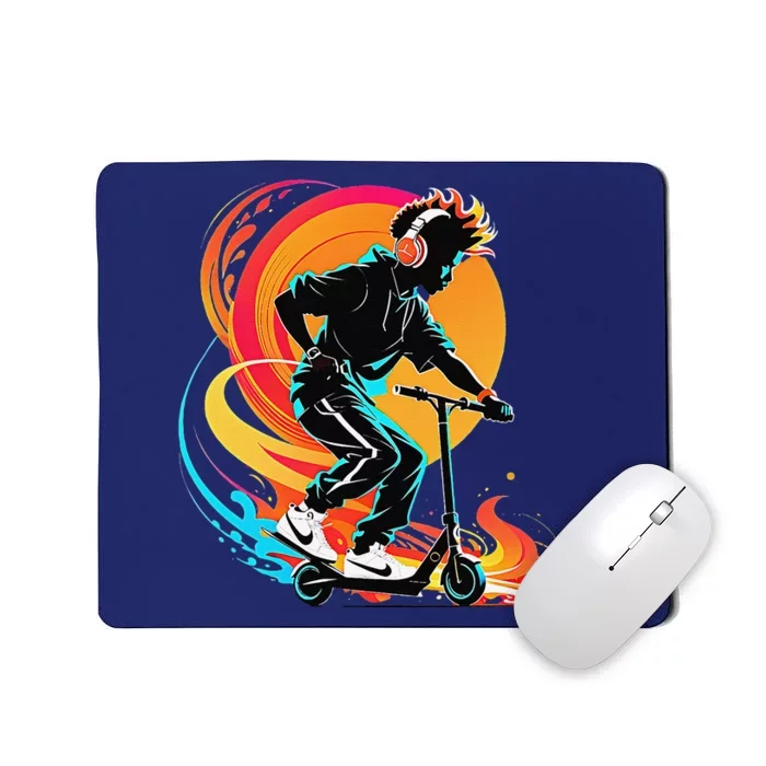 Hip Hop Urban On Scooter Flames For Mousepad