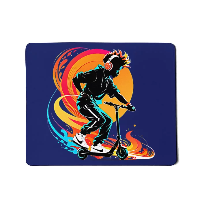 Hip Hop Urban On Scooter Flames For Mousepad