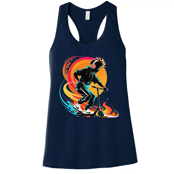 Hip Hop Urban On Scooter Flames For Women's Racerback Tank