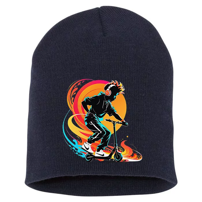 Hip Hop Urban On Scooter Flames For Short Acrylic Beanie