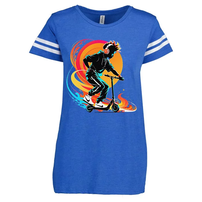 Hip Hop Urban On Scooter Flames For Enza Ladies Jersey Football T-Shirt