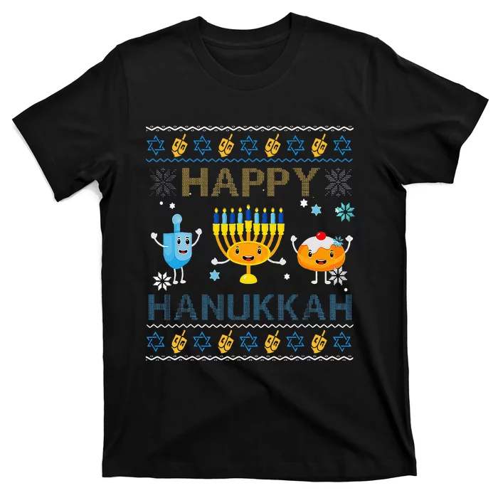 Happy Hanukkah Ugly Sweater Funny Gift Hanukkah T-Shirt