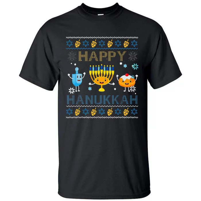 Happy Hanukkah Ugly Sweater Funny Gift Hanukkah Tall T-Shirt