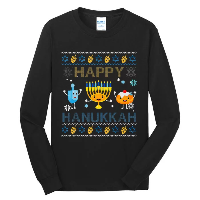 Happy Hanukkah Ugly Sweater Funny Gift Hanukkah Tall Long Sleeve T-Shirt