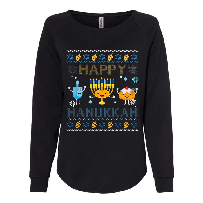 Happy Hanukkah Ugly Sweater Funny Gift Hanukkah Womens California Wash Sweatshirt