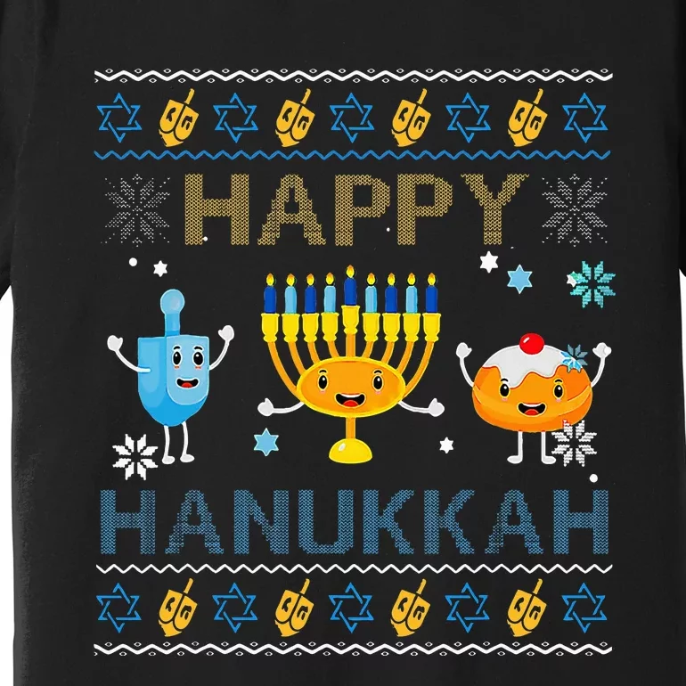 Happy Hanukkah Ugly Sweater Funny Gift Hanukkah Premium T-Shirt