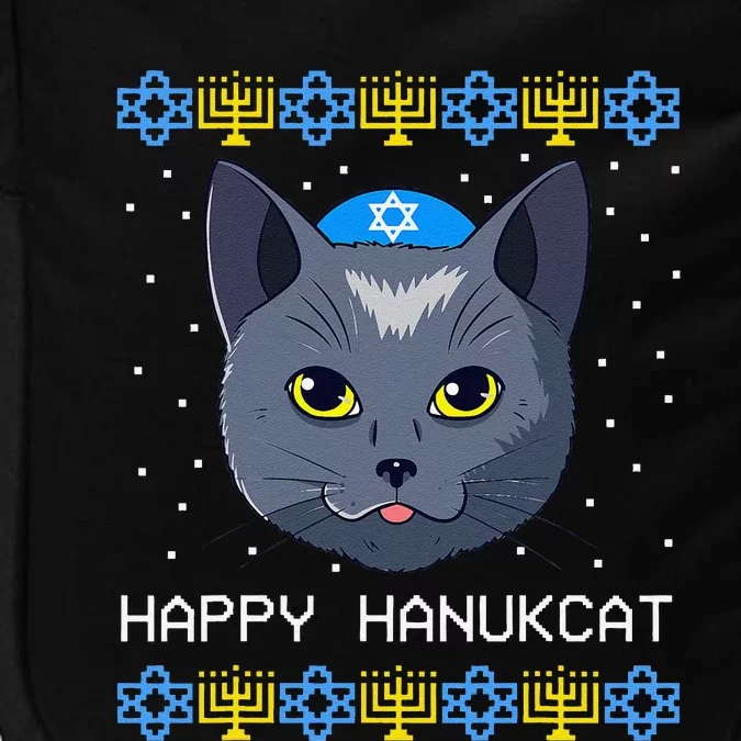 Happy Hanukcat Ugly Hanukkah Sweater Cat Chanukah Jewish Impact Tech Backpack