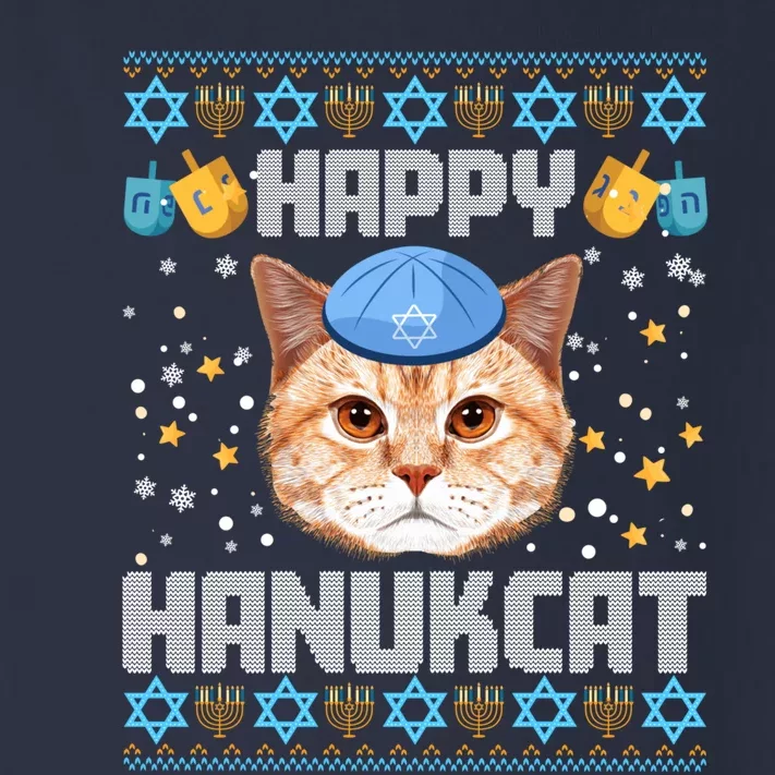 Happy Hanukcat Ugly Hanukkah Sweater Cat Chanukah Jewish Toddler Long Sleeve Shirt