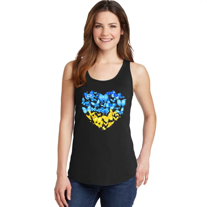 Heart Heart Ukraine Butterfly Ukraine Sunflower Ladies Essential Tank