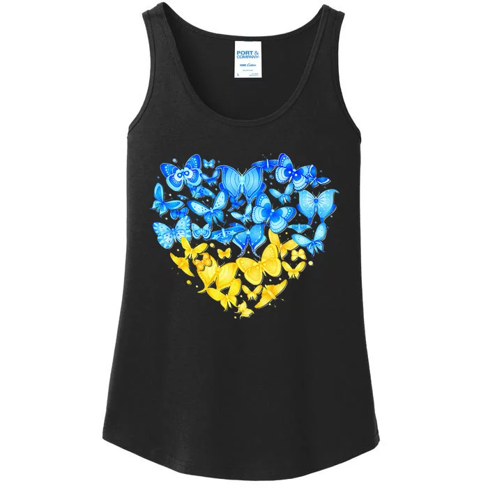 Heart Heart Ukraine Butterfly Ukraine Sunflower Ladies Essential Tank