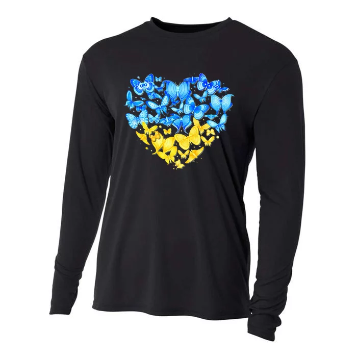 Heart Heart Ukraine Butterfly Ukraine Sunflower Cooling Performance Long Sleeve Crew