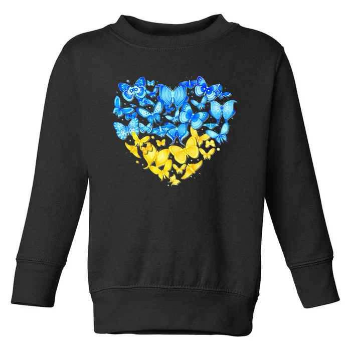 Heart Heart Ukraine Butterfly Ukraine Sunflower Toddler Sweatshirt