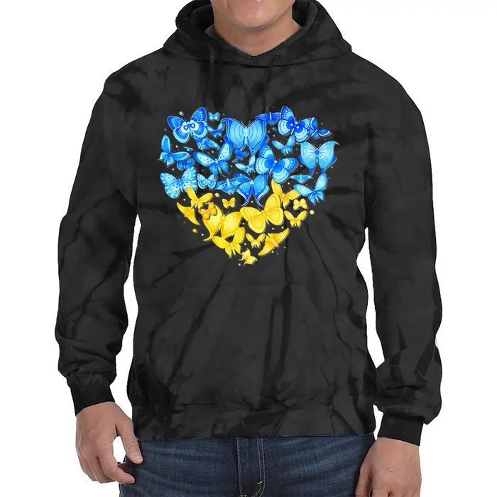 Heart Heart Ukraine Butterfly Ukraine Sunflower Tie Dye Hoodie