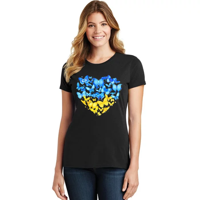 Heart Heart Ukraine Butterfly Ukraine Sunflower Women's T-Shirt