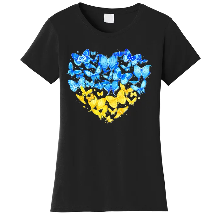 Heart Heart Ukraine Butterfly Ukraine Sunflower Women's T-Shirt