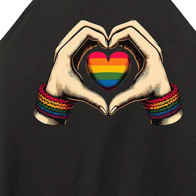 Hands Heart Unity Rainbow Pride Stuff Flag Transsexual Lgbt Women’s Perfect Tri Rocker Tank