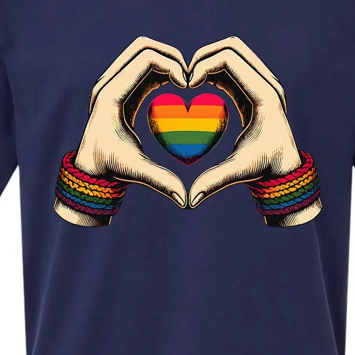 Hands Heart Unity Rainbow Pride Stuff Flag Transsexual Lgbt Sueded Cloud Jersey T-Shirt