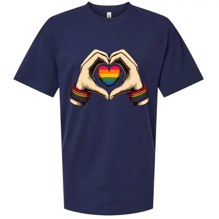 Hands Heart Unity Rainbow Pride Stuff Flag Transsexual Lgbt Sueded Cloud Jersey T-Shirt