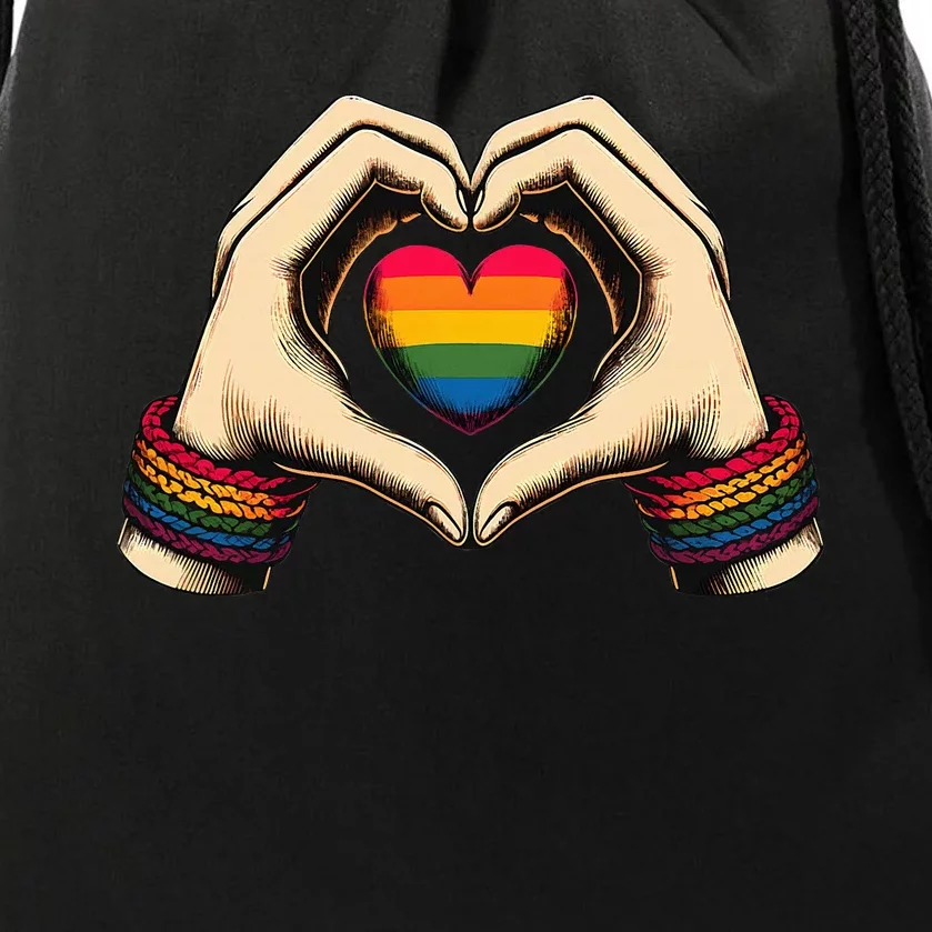 Hands Heart Unity Rainbow Pride Stuff Flag Transsexual Drawstring Bag