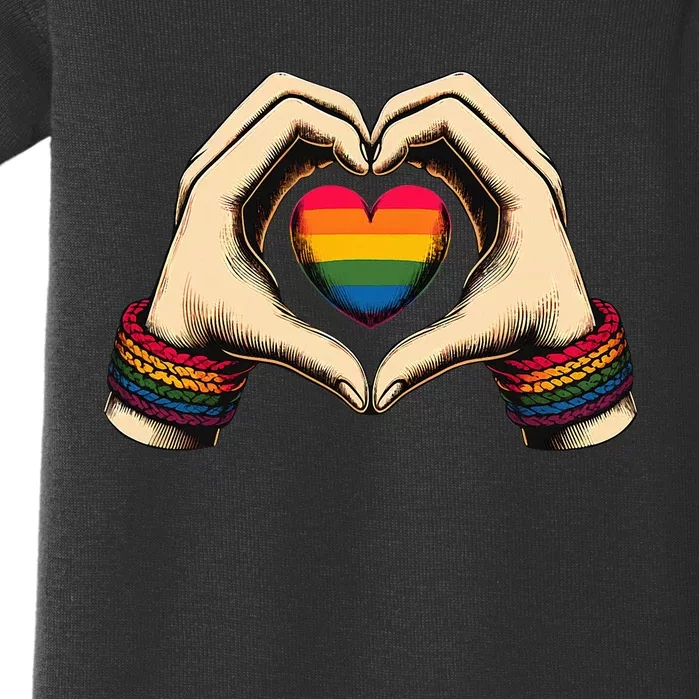 Hands Heart Unity Rainbow Pride Stuff Flag Transsexual Baby Bodysuit