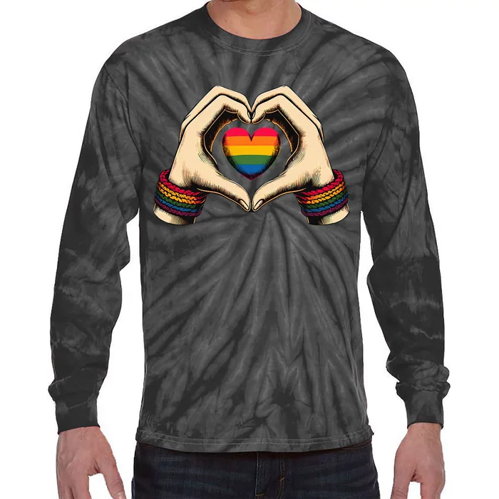 Hands Heart Unity Rainbow Pride Stuff Flag Transsexual Tie-Dye Long Sleeve Shirt