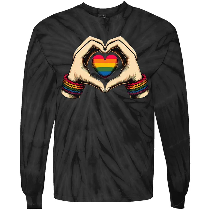 Hands Heart Unity Rainbow Pride Stuff Flag Transsexual Tie-Dye Long Sleeve Shirt