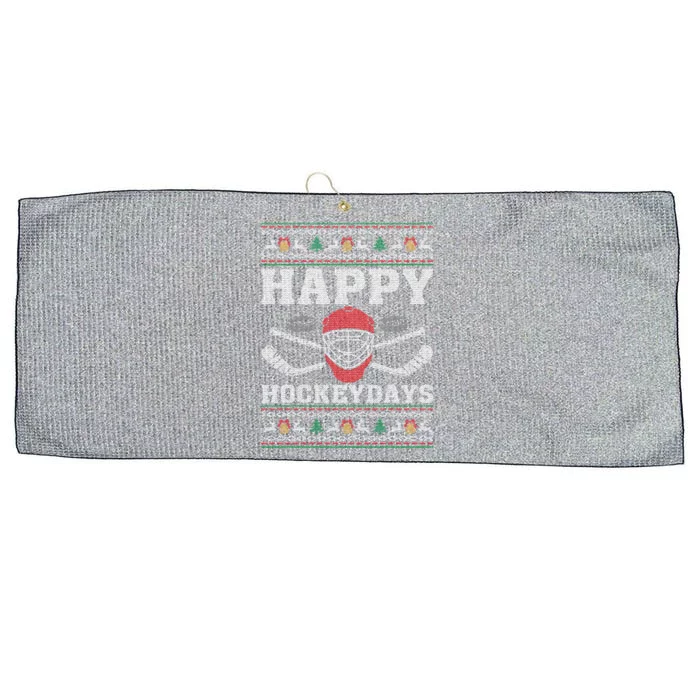 Happy Hockeydays Ugly Christmas Funny Hockey Xmas Gift Meaningful Gift Large Microfiber Waffle Golf Towel