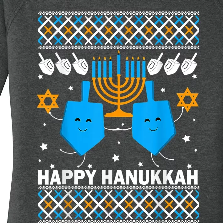 Happy Hanukkah Ugly Sweater Chanukah Jewish Christmas Gifts Women's Perfect Tri Tunic Long Sleeve Shirt