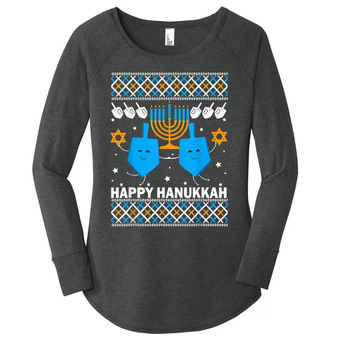 Happy Hanukkah Ugly Sweater Chanukah Jewish Christmas Gifts Women's Perfect Tri Tunic Long Sleeve Shirt